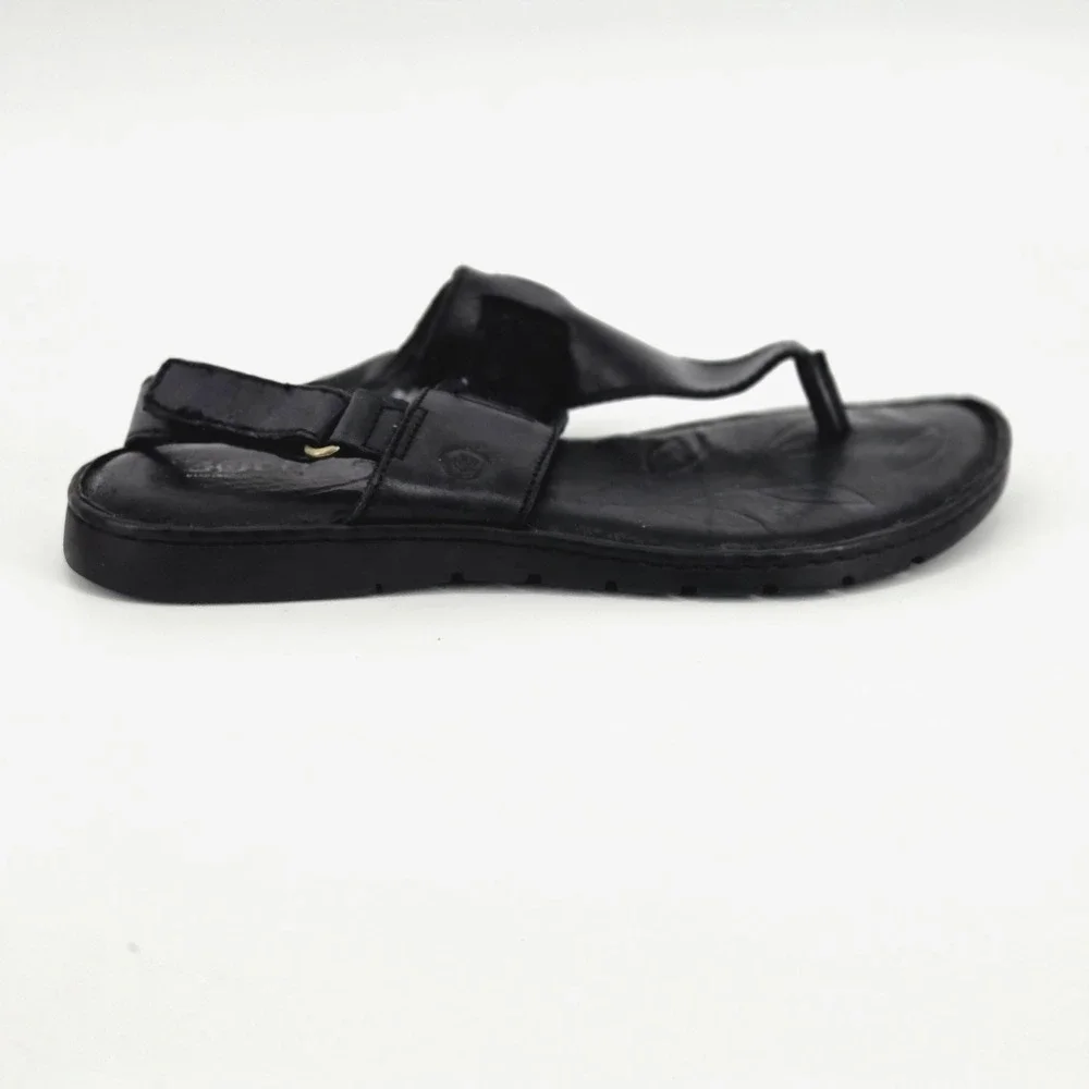Born Mai Black Leather Comfort Gladiator Thong Slingback Sandal Women Size 9M